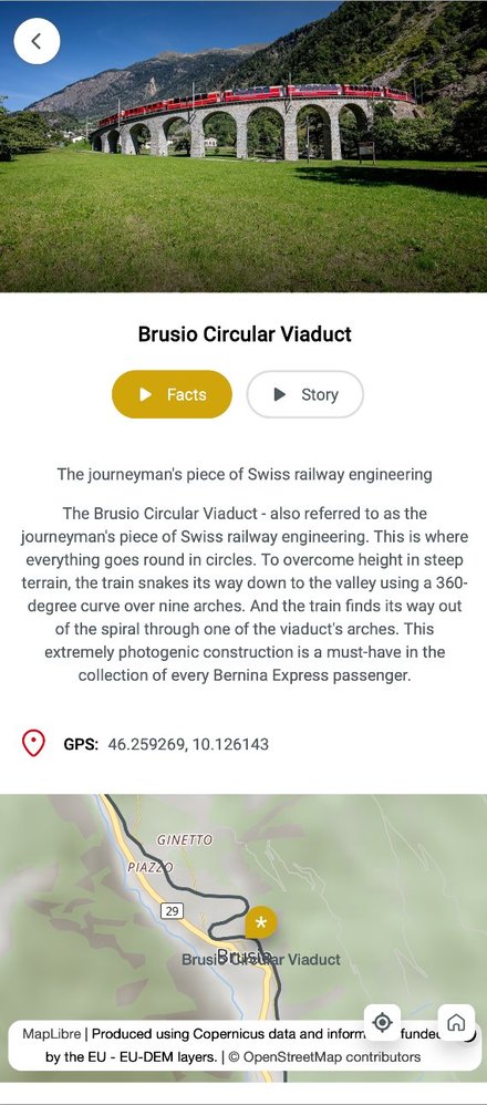 Bernina Express app - point of interest, Brusio Circular Viaduct